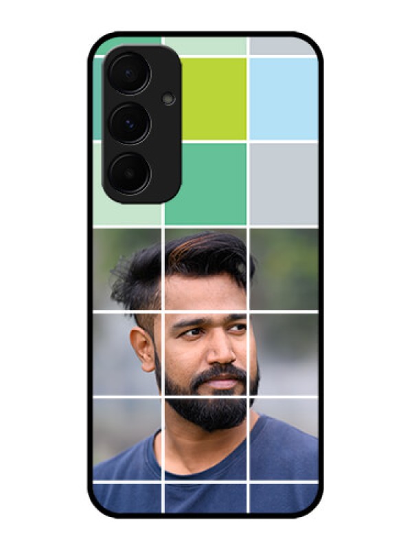 Custom Galaxy A55 5G Custom Metal Phone CaseWith White Box Pattern