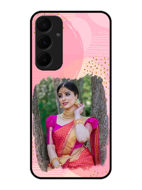 Custom Galaxy A55 5G Custom Metal Phone CaseGold Glitter Splash Design