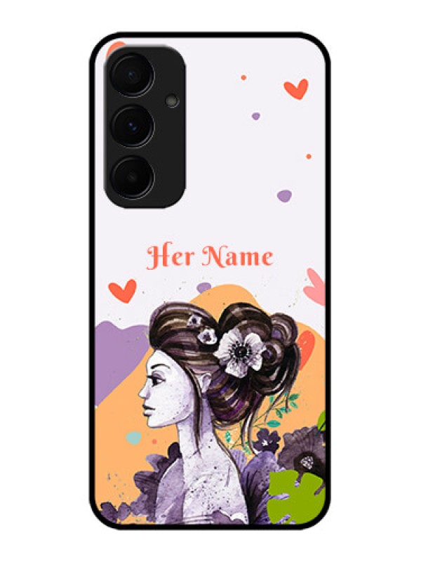 Custom Galaxy A55 5G Custom Metal Phone CaseWoman And Nature Design