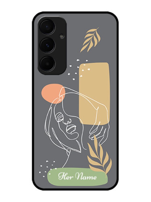 Custom Galaxy A55 5G Custom Metal Phone CaseGazing Woman Line Art Design