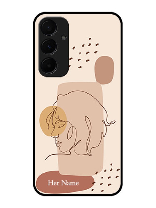 Custom Galaxy A55 5G Custom Metal Phone CaseCalm Woman Line Art Design