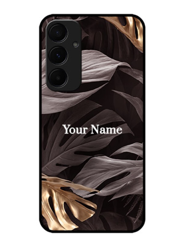 Custom Galaxy A55 5G Custom Metal Phone CaseWild Leaves Digital Paint Design