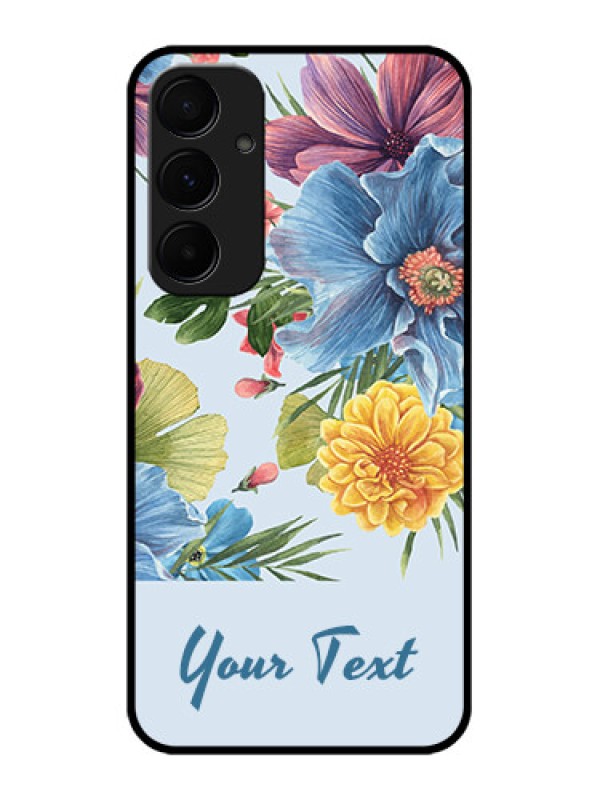 Custom Galaxy A55 5G Custom Metal Phone CaseStunning Watercolored Flowers Painting Design