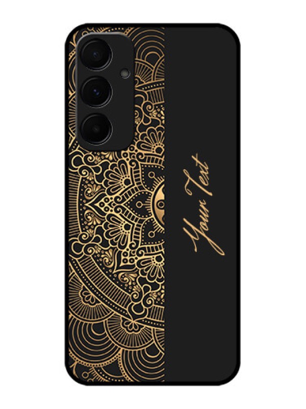 Custom Galaxy A55 5G Custom Metal Phone CaseMandala Art With Custom Text Design