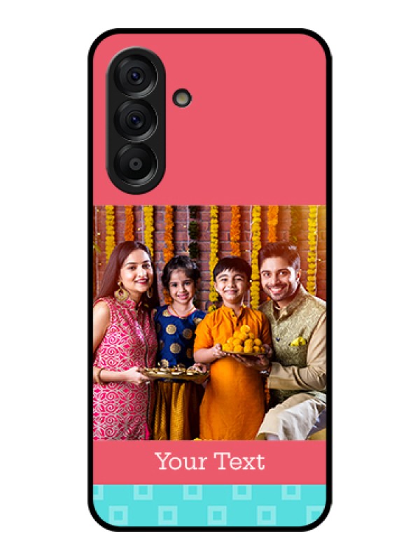 Custom Galaxy A56 5G Custom Metal Phone Case - Peach and Blue Color Design