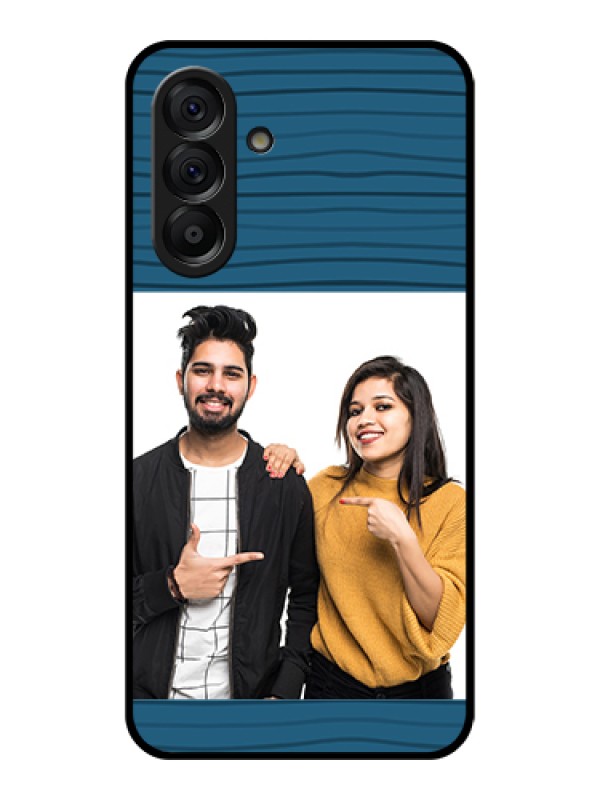 Custom Galaxy A56 5G Custom Metal Phone Case - Blue Pattern Cover Design