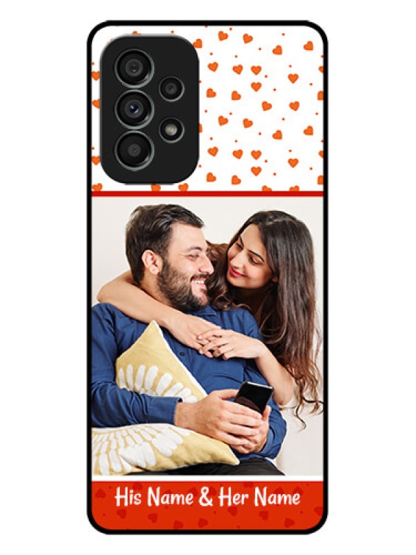 Custom Galaxy A73 5G Custom Metal Phone Case - Orange Love Symbol Design