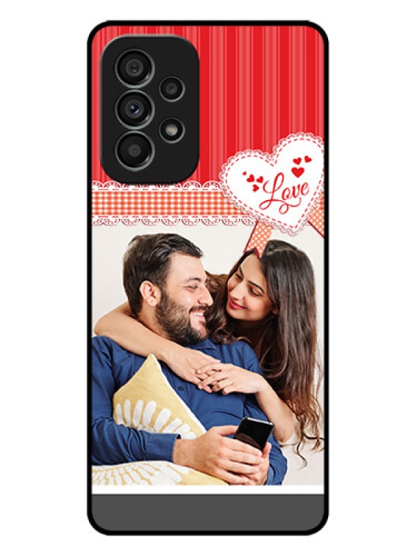 Custom Galaxy A73 5G Custom Metal Phone Case - Red Love Pattern Design