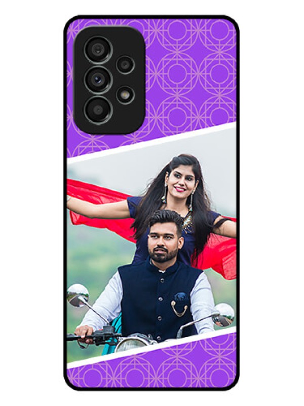 Custom Galaxy A73 5G Custom Metal Phone Case - Violet Color Pattern Design