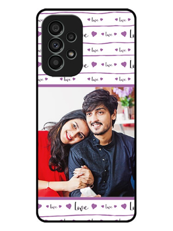 Custom Galaxy A73 5G Custom Metal Phone Case - Couples Heart Design