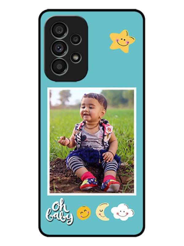 Custom Galaxy A73 5G Custom Metal Phone Case - Smiley Kids Stars Design
