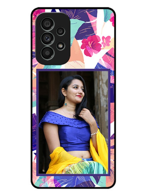 Custom Galaxy A73 5G Custom Metal Phone Case - Abstract Floral Design