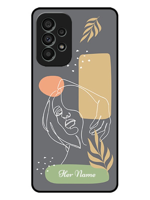 Custom Galaxy A73 5G Custom Metal Phone Case - Gazing Woman Line Art Design