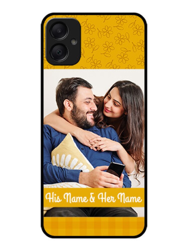 Custom Galaxy F05 Custom Metal Phone Case - Yellow Floral Design