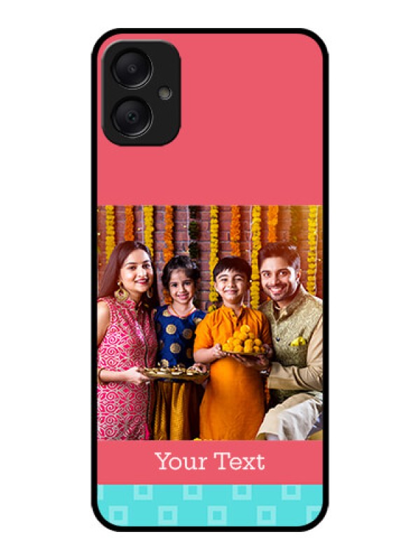 Custom Galaxy F05 Custom Metal Phone Case - Peach and Blue Color Design