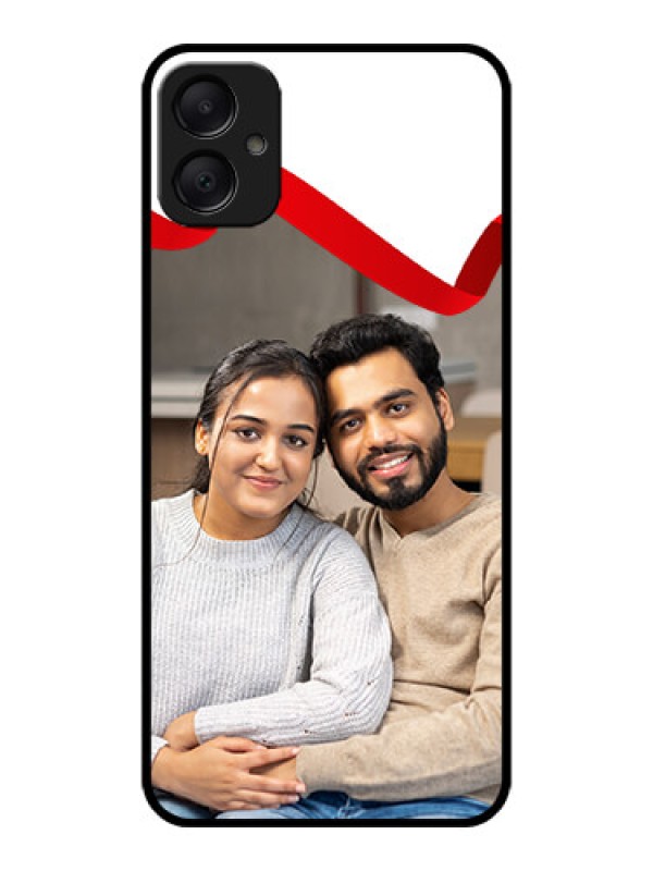 Custom Galaxy F05 Custom Metal Phone Case - Red Ribbon Frame Design