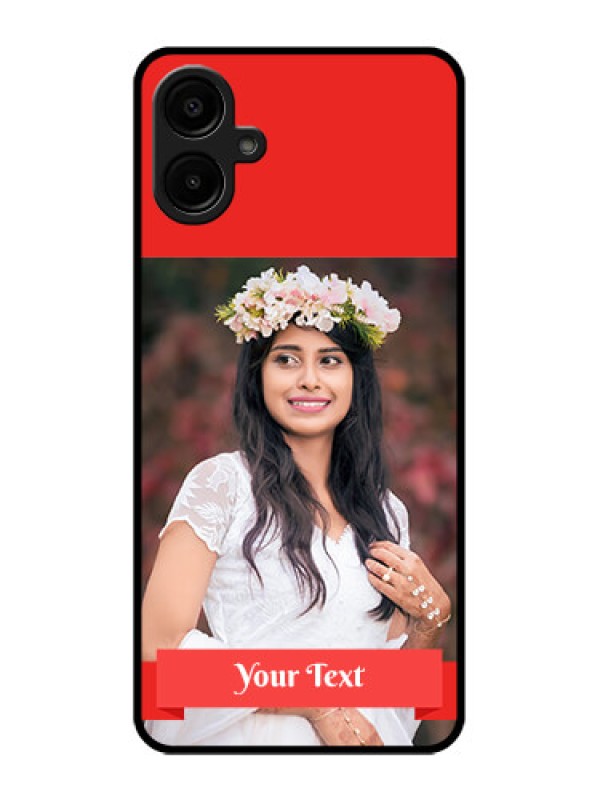 Custom Samsung Galaxy F06 Custom Metal Phone Case - Simple Red Color Design