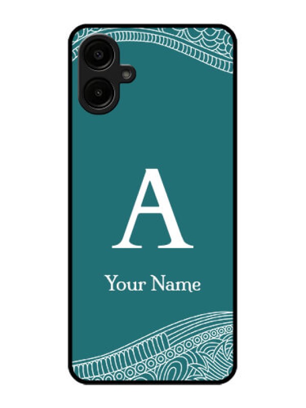 Custom Samsung Galaxy F06 Custom Metal Phone Case - Line Art Pattern With Custom Name Design