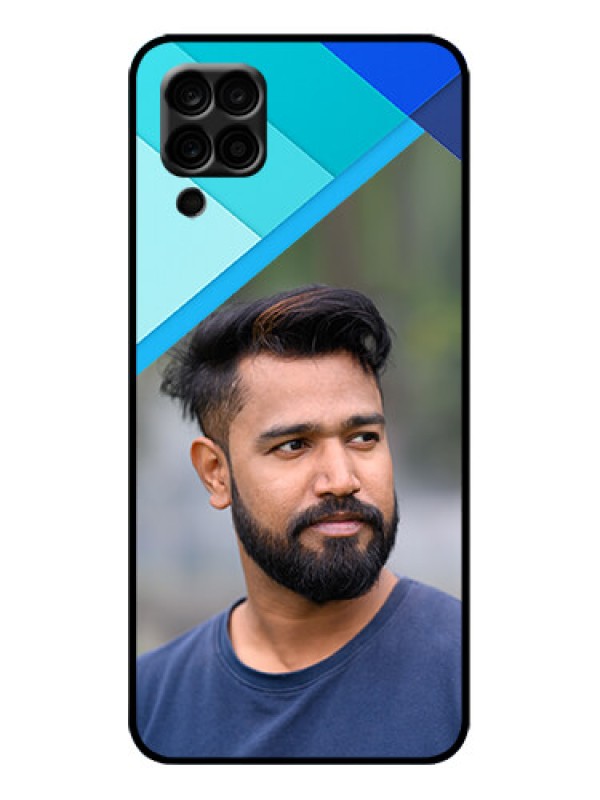 Custom Galaxy F12 Custom Metal Phone Case - Blue Pattern Design