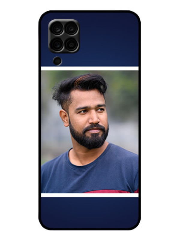 Custom Galaxy F12 Custom Metal Phone Case - Simple Royal Blue Design