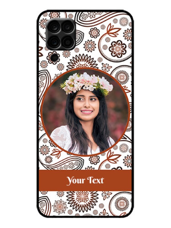 Custom Galaxy F12 Custom Metal Phone Case - Abstract Flower Design