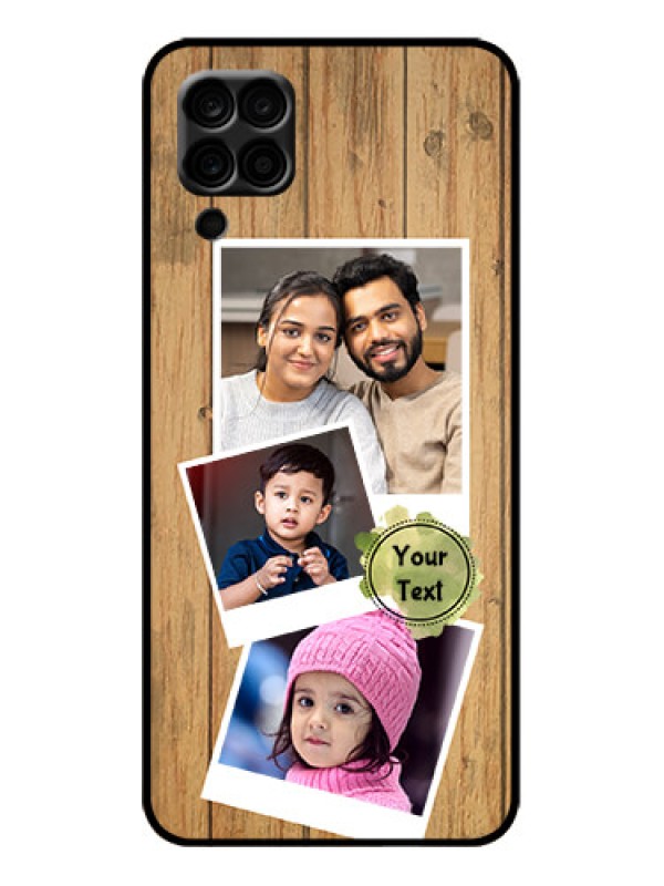 Custom Galaxy F12 Custom Metal Phone Case - Wooden Texture Design