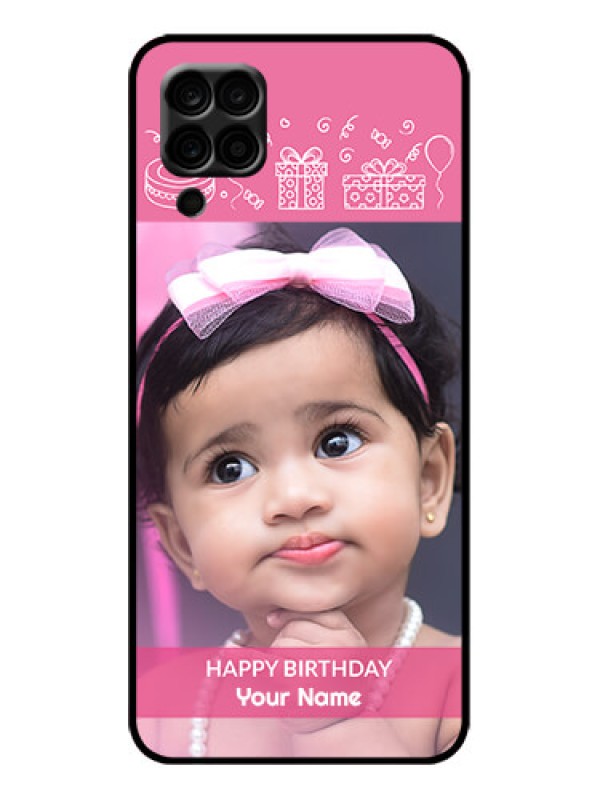 Custom Galaxy F12 Custom Metal Phone Case - With Birthday Line Art Design