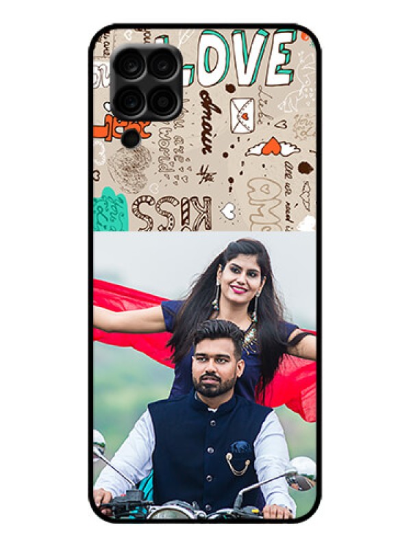 Custom Galaxy F12 Custom Metal Phone Case - Love Doodle Pattern