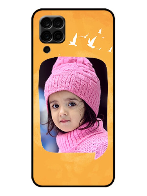 Custom Galaxy F12 Custom Metal Phone Case - Water Color Design With Bird Icons