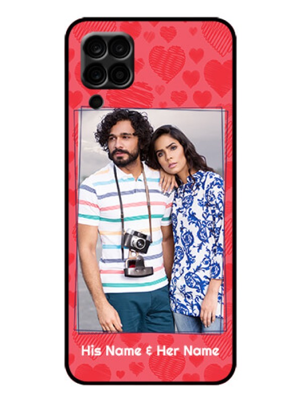 Custom Galaxy F12 Custom Metal Phone Case - With Red Heart Symbols Design