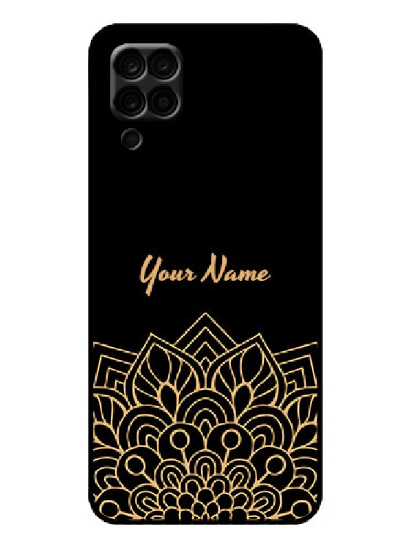Custom Galaxy F12 Custom Metal Phone Case - Golden Mandala Design