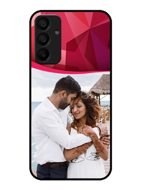 Custom Galaxy F15 5G Custom Metal Phone Case - Red Abstract Design