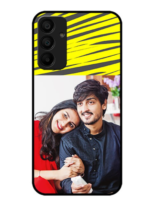 Custom Galaxy F15 5G Custom Metal Phone Case - Yellow Abstract Design