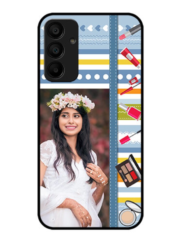 Custom Galaxy F15 5G Custom Metal Phone Case - Makeup Icons Design