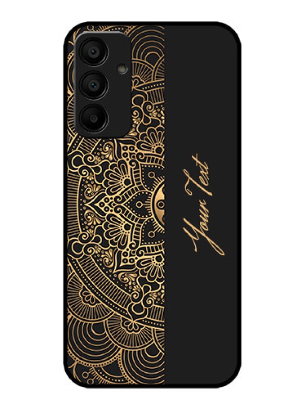 Custom Galaxy F15 5G Custom Metal Phone Case - Mandala Art With Custom Text Design