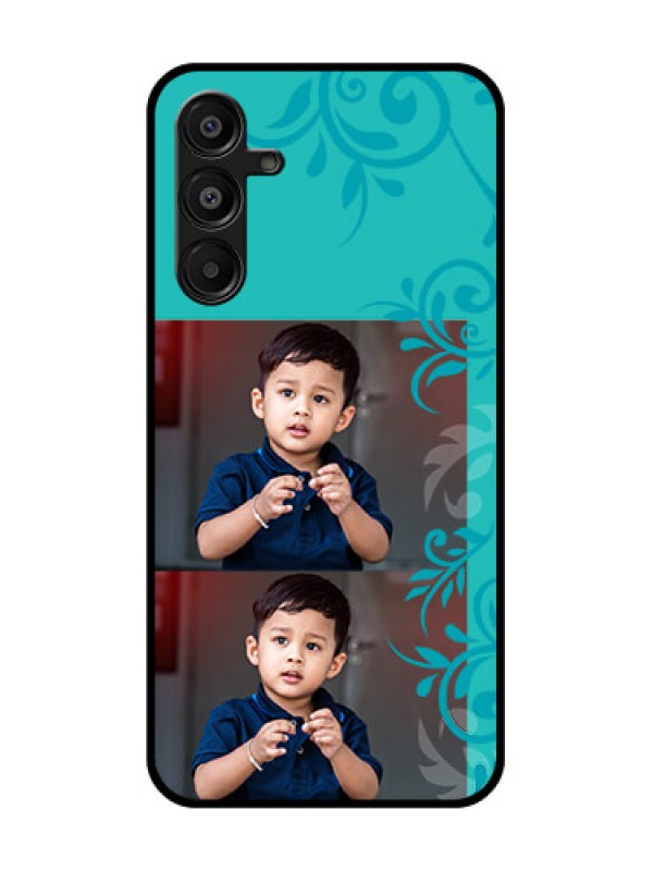 Custom Samsung Galaxy F16 5G Custom Metal Phone Case - With Photo And Green Floral Design