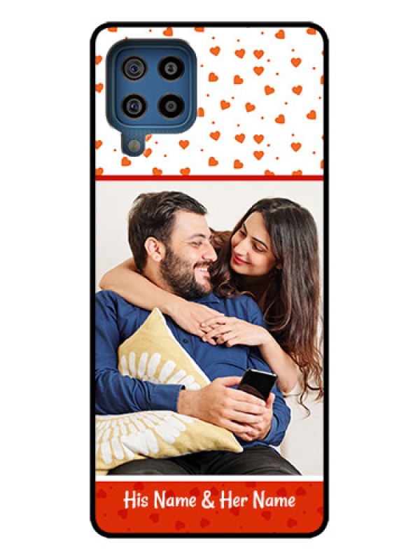 Custom Galaxy F22 Custom Metal Phone Case - Orange Love Symbol Design