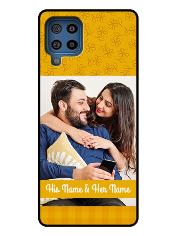 Custom Galaxy F22 Custom Metal Phone Case - Yellow Floral Design
