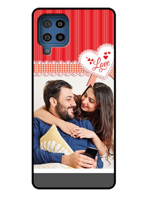 Custom Galaxy F22 Custom Metal Phone Case - Red Love Pattern Design