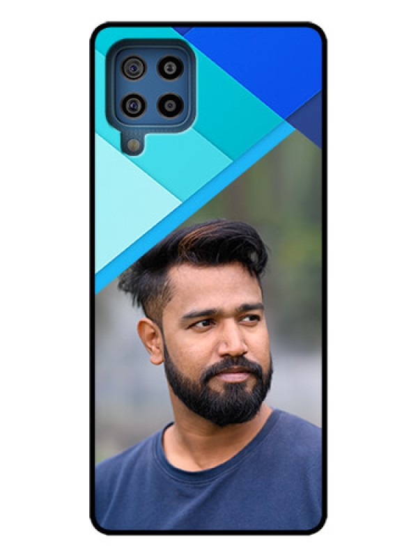 Custom Galaxy F22 Custom Metal Phone Case - Blue Pattern Design