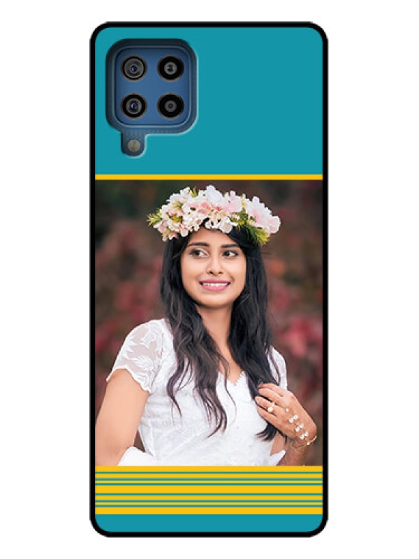 Custom Galaxy F22 Custom Metal Phone Case - Yellow and Blue Design