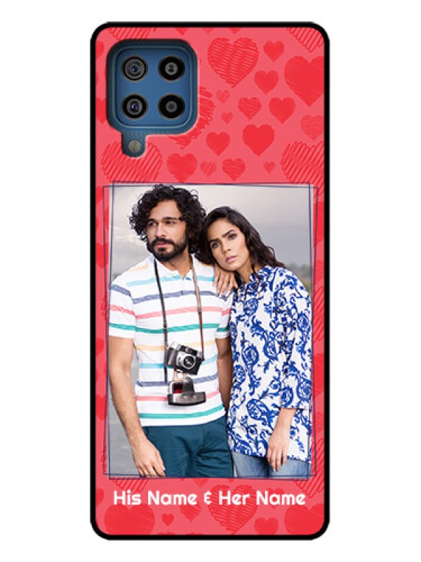 Custom Galaxy F22 Custom Metal Phone Case - With Red Heart Symbols Design