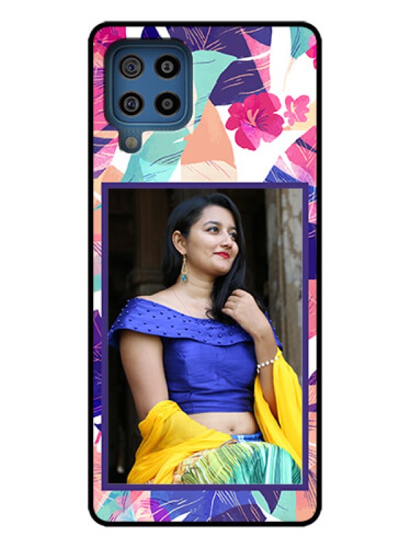 Custom Galaxy F22 Custom Metal Phone Case - Abstract Floral Design