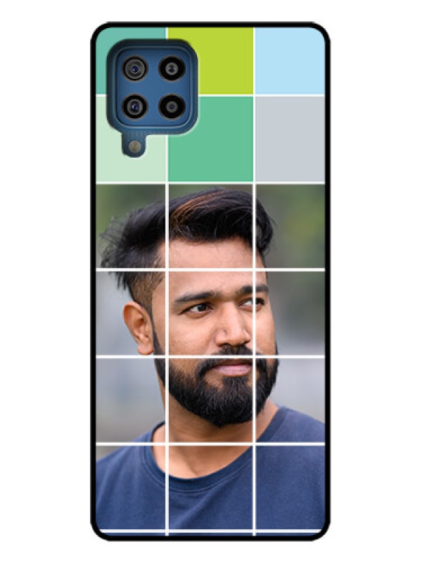 Custom Galaxy F22 Custom Metal Phone Case - With White Box Pattern