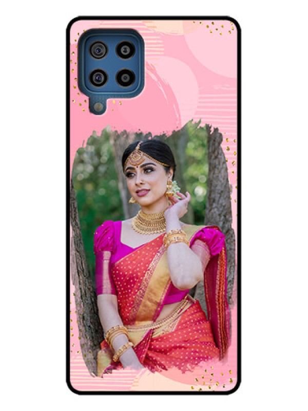 Custom Galaxy F22 Custom Metal Phone Case - Gold Glitter Splash Design