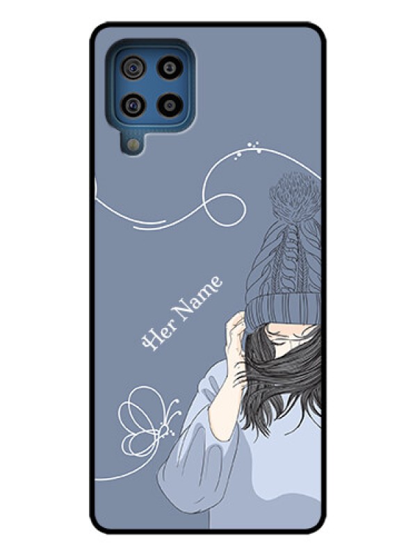 Custom Galaxy F22 Custom Metal Phone Case - Girl In Winter Outfit Design