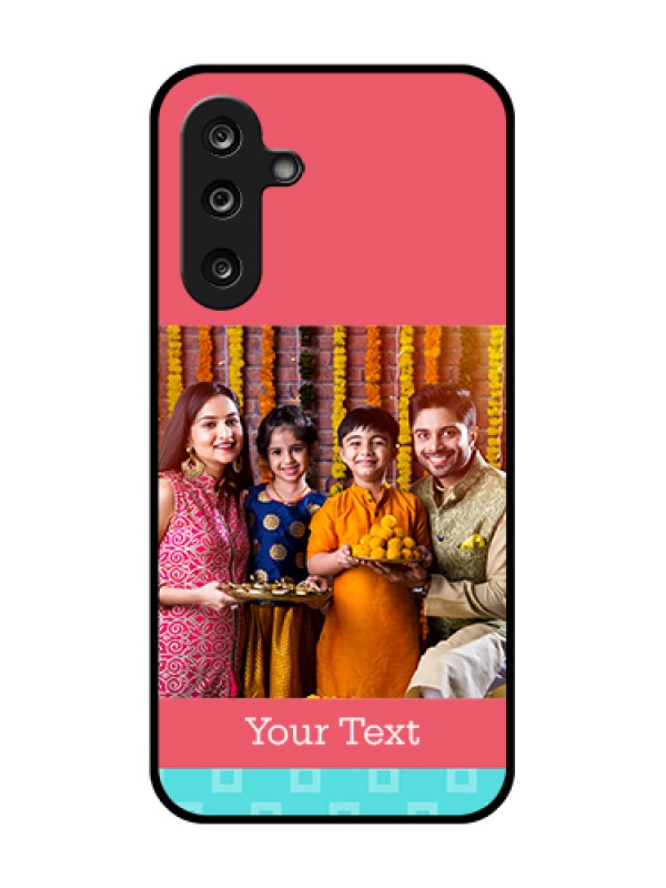 Custom Samsung Galaxy F36 5G Custom Metal Phone Case - Peach & Blue Color Design