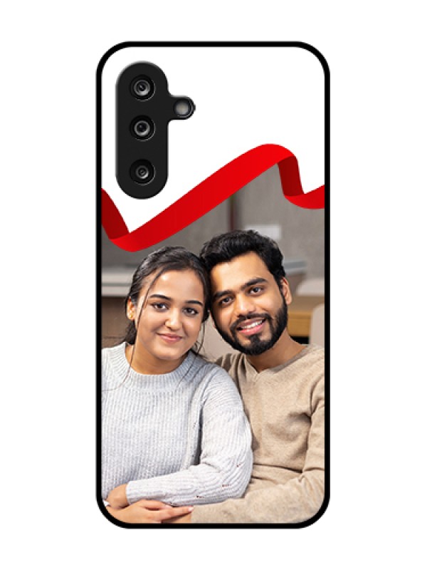 Custom Samsung Galaxy F36 5G Custom Metal Phone Case - Red Ribbon Frame Design