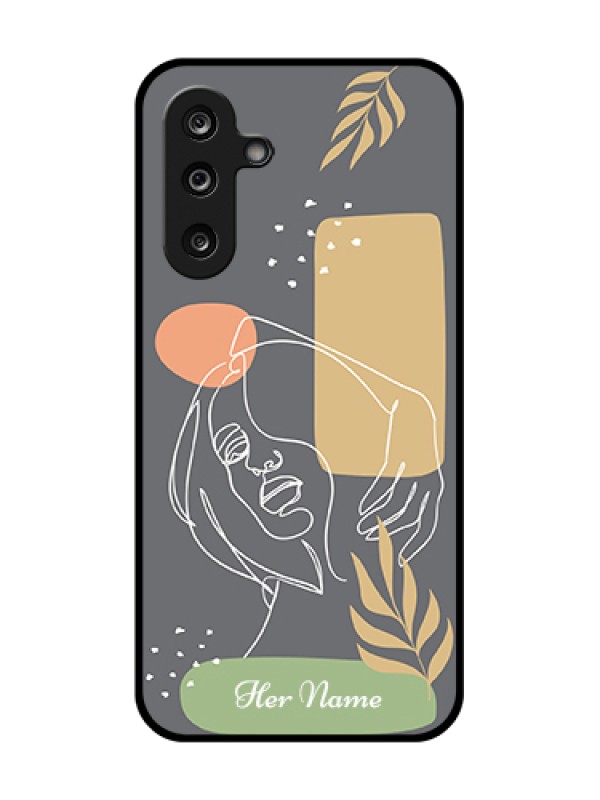 Custom Samsung Galaxy F36 5G Custom Metal Phone Case - Gazing Woman Line Art Design