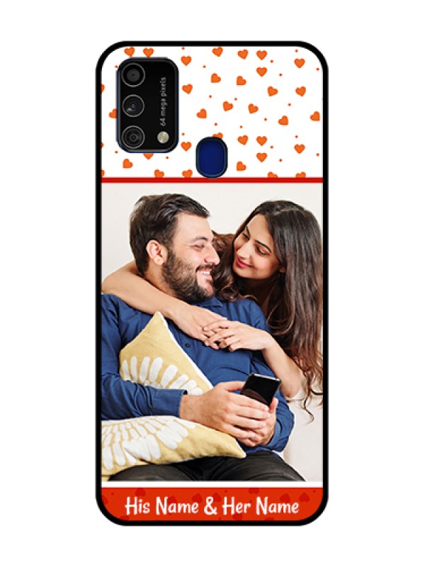 Custom Galaxy F41 Custom Metal Phone Case - Orange Love Symbol Design